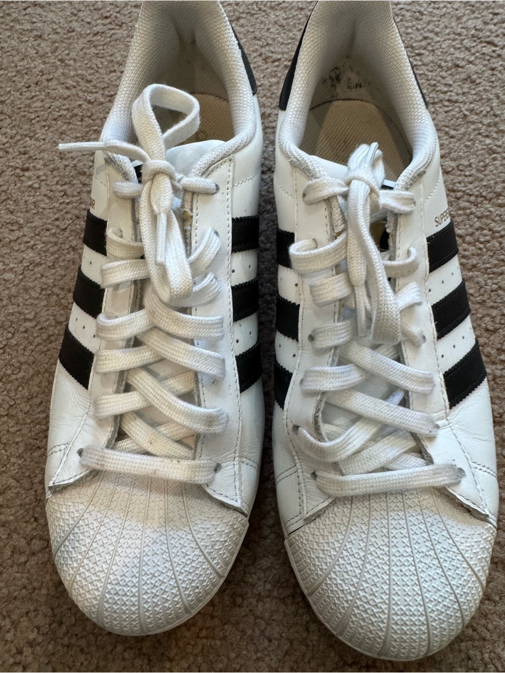 adidas White & Black Classic Shell-Toe Sneakers